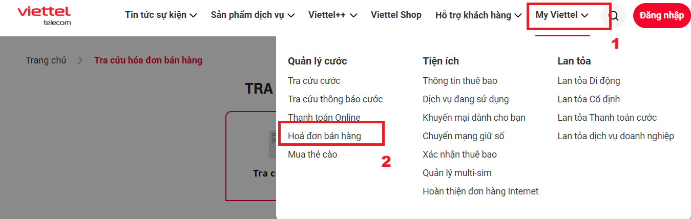 tra cứu hoá đơn viettel